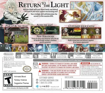 Fire Emblem Fates - Birthright (USA) box cover back